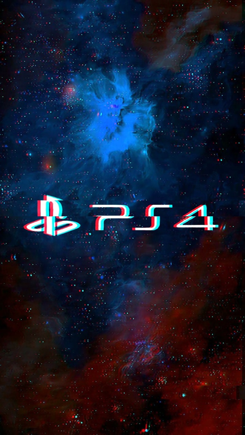 Крупный план логотипа playstation на космическом фоне (сбой, туманность, ps4)