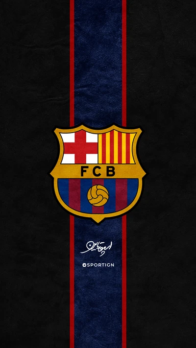 Logo du FC Barcelone sur un fond sombre