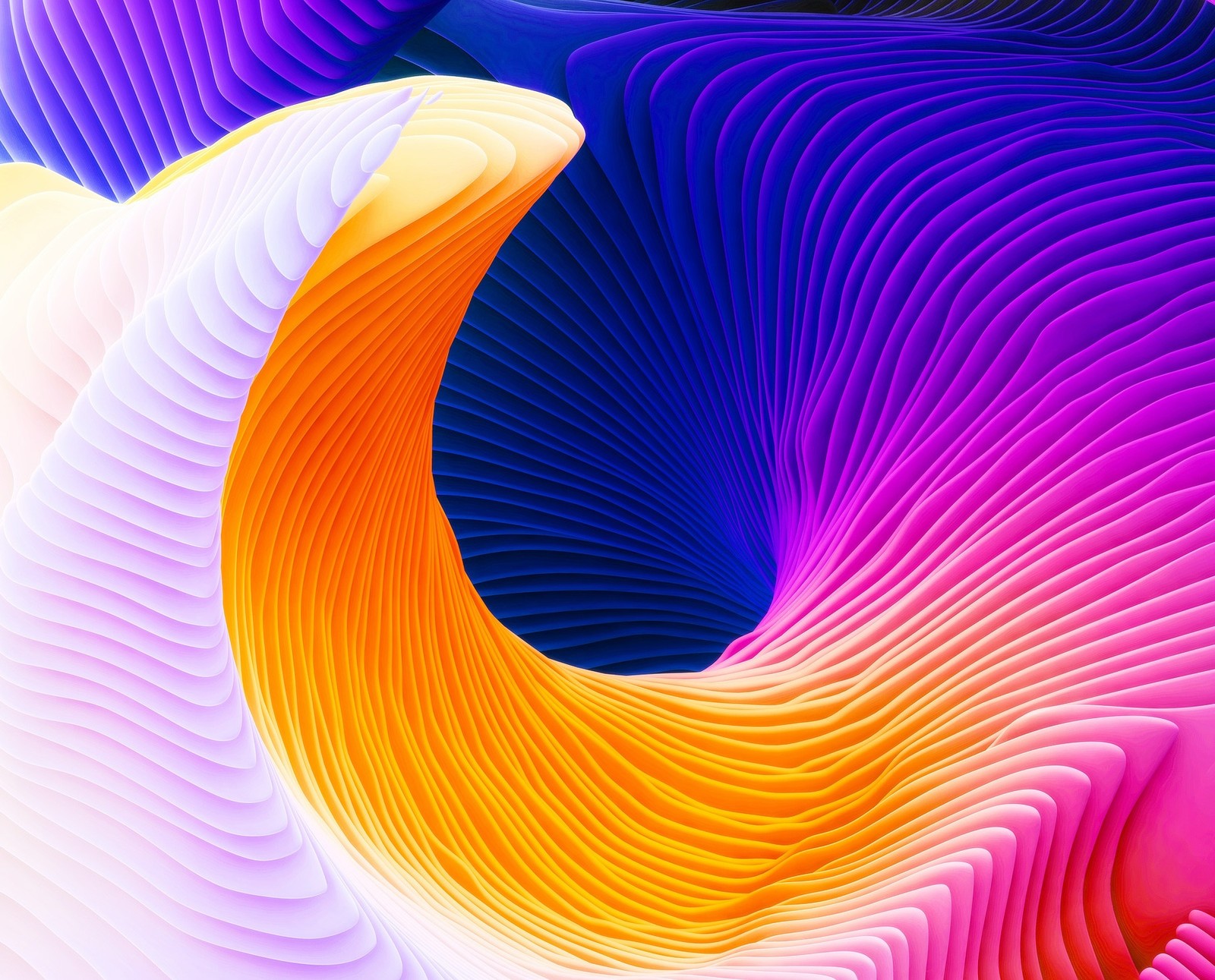 Art abstrait d'une vague courbée de couleurs (3d, abstrait, abstract spiral, spirale)