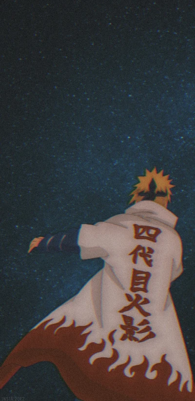 Naruto Uzumaki im Hokage-Roben gegen einen sternenklaren Himmel