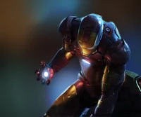 Ironman neon em pose dinâmica