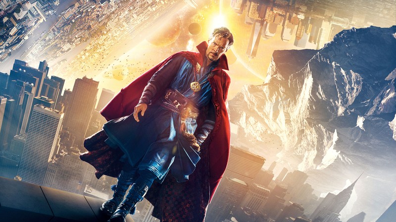 Мужчина в красном плаще, стоящий на крыше здания (доктор стрэндж, doctor strange, киновселенная marvel, marvel cinematic universe, мир)