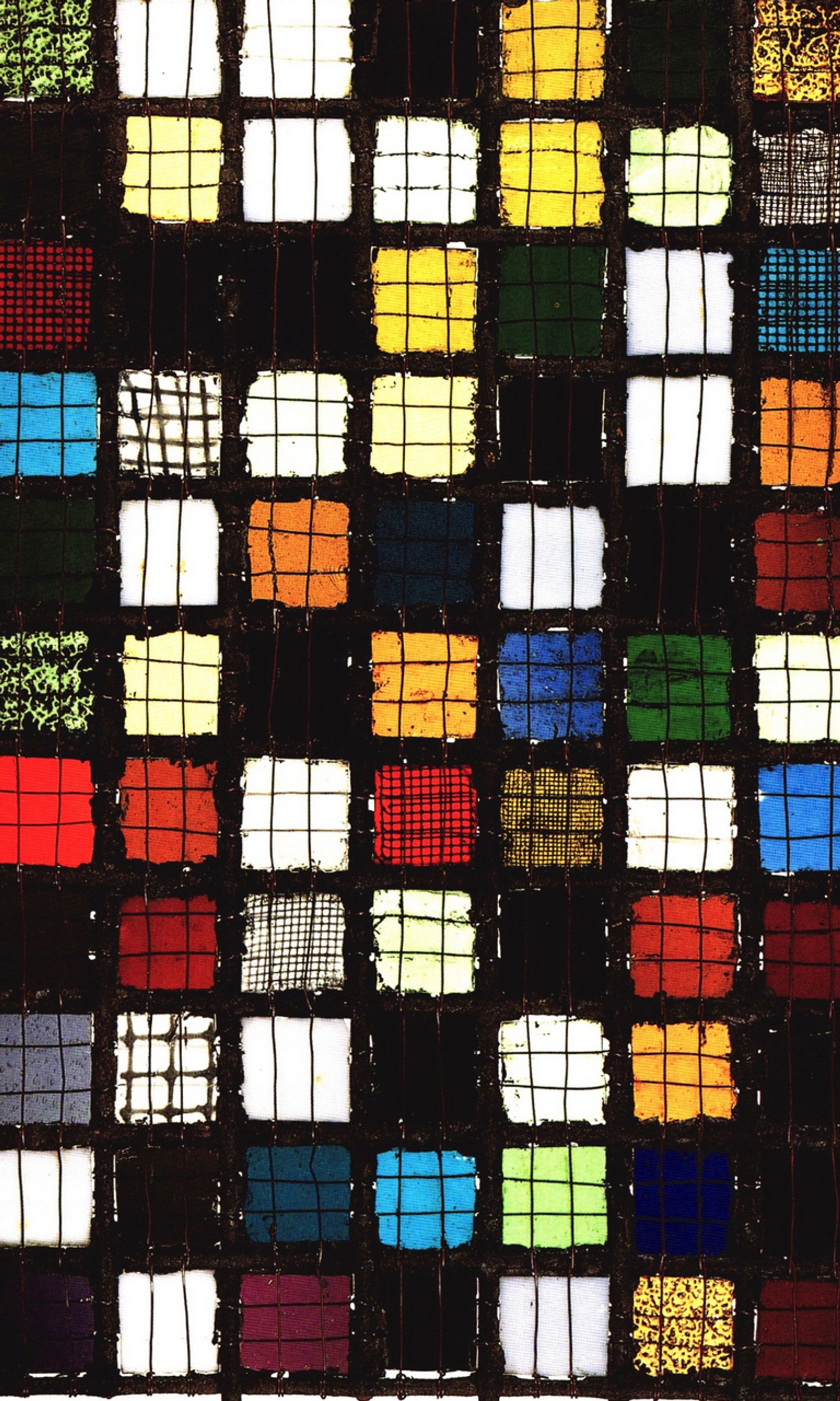 A close up of a stained glass window with a black background (abstract, glass, stained)