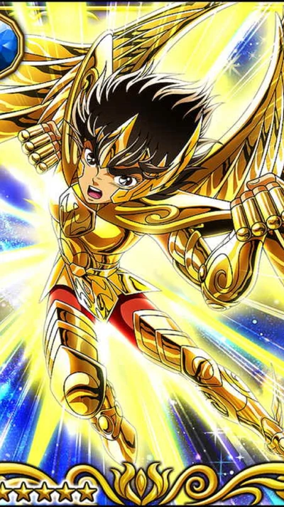 Golden Saint in Action: A Dynamic Moment from Saint Seiya