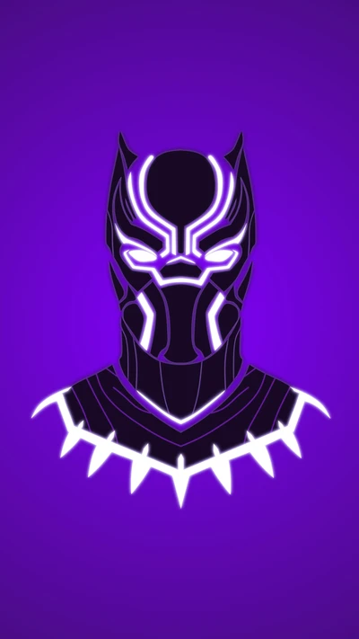 Stylized Black Panther Icon with Purple Background