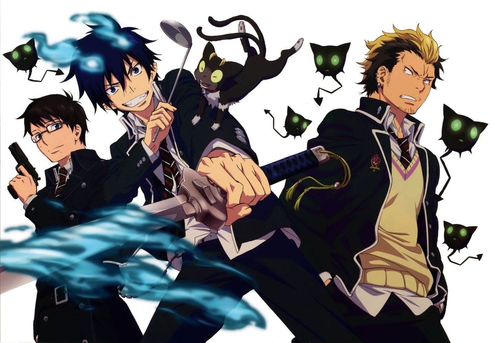 blue exorcist, rin okumura, yukio okumura, anime, shiemi moriyama wallpaper