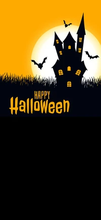 haunted house, vector graphics, greeting card, illustration, sleeve wallpaper