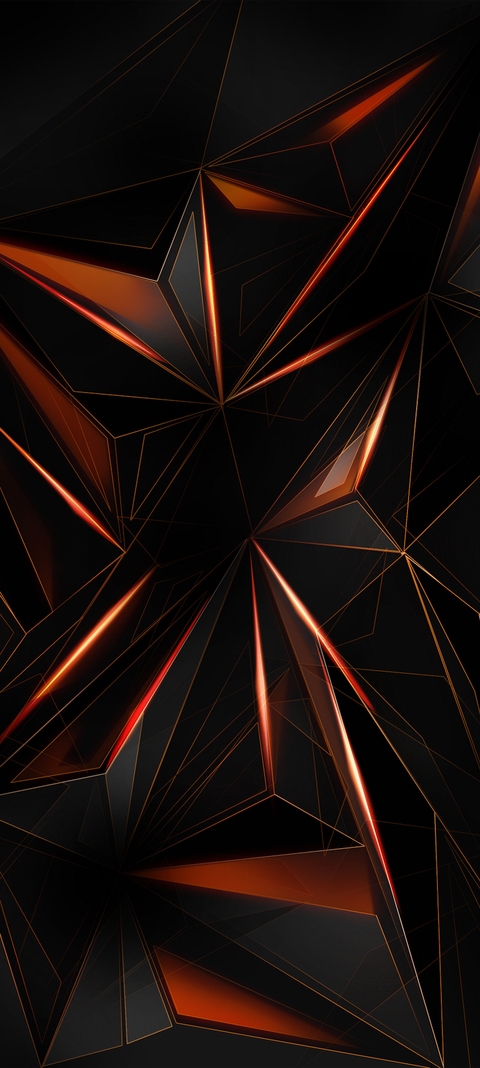 A close up of a black and orange abstract background with a lot of lines (light, triangle, line, red, art)