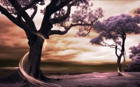 Whispers of Nature: A Dreamlike Mural of Trees and Twilight