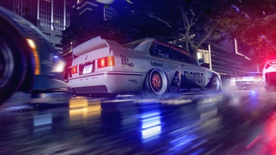 High-Speed Action in Need for Speed Heat: BMW Racing Through Neon Streets