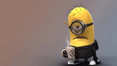 Figura de ação de Minion segurando uma caneca de café