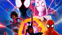 Spider-Man : À Travers le Spider-Verse - Affiche Dynamique du Multivers avec des Personnages Iconiques