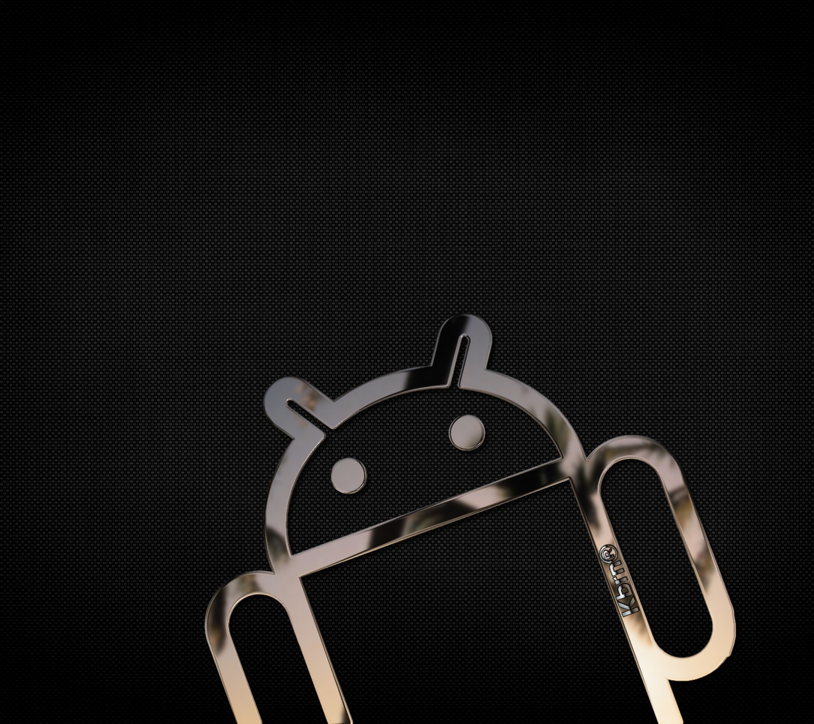 A close up of a cell phone with a metal frame (android, andy, black, chromedroid, evo)