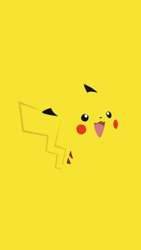 Cheerful Pikachu on a Bright Yellow Background