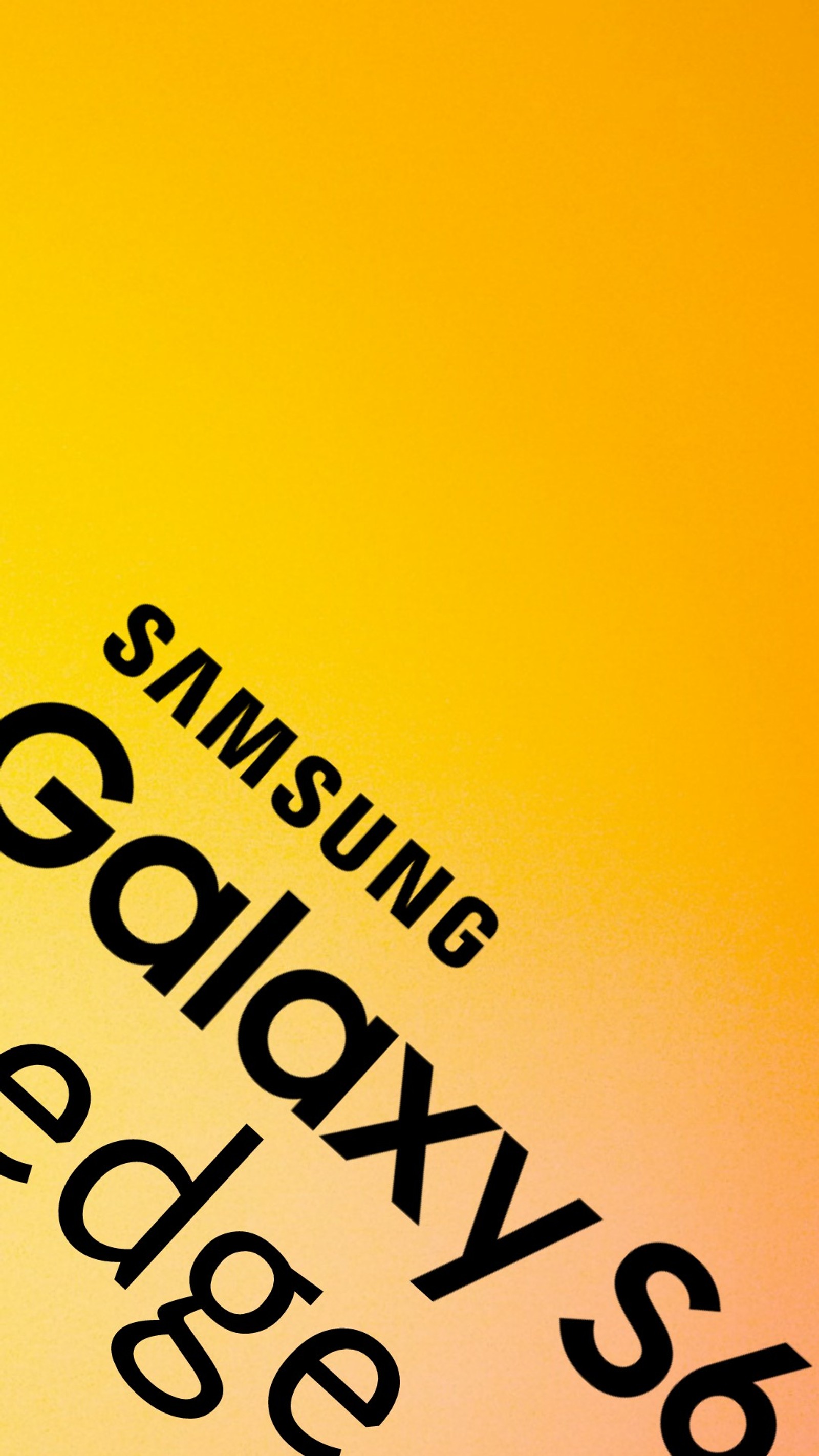 Samsung-logo auf einem gelben hintergrund mit einem roten apfel (kante, fliegen, orange, s6, s6 edge)