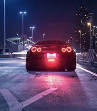 Nissan R35 GTR la nuit dans le Japon urbain