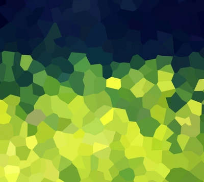 Abstract Low Poly Geometric Design in Dark Green and Yellow