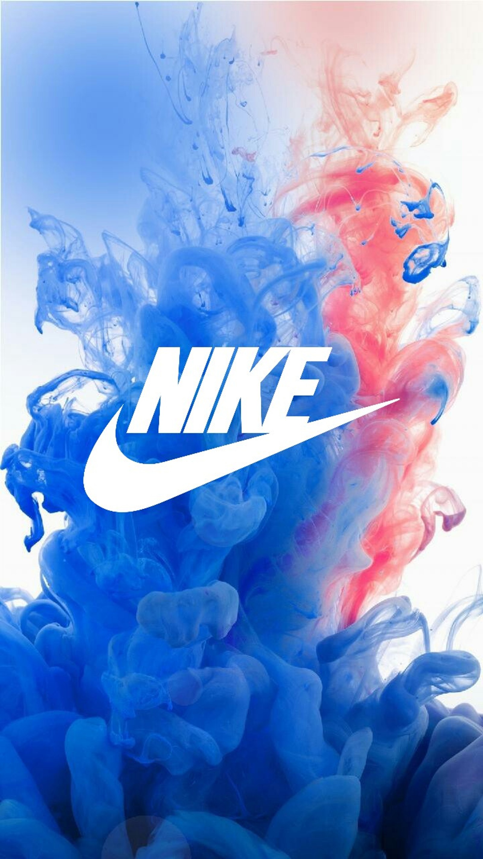 A close up of a blue and red smoke with the nike logo (abstract, blue, explosion, nike, purple)