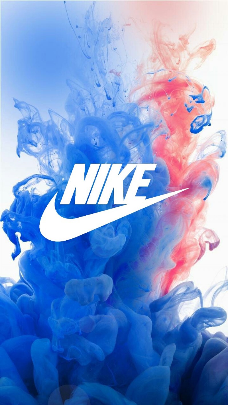 Крупный план синего и красного дыма с логотипом nike (абстракция, синий, взрыв, nike, фиолетовый)