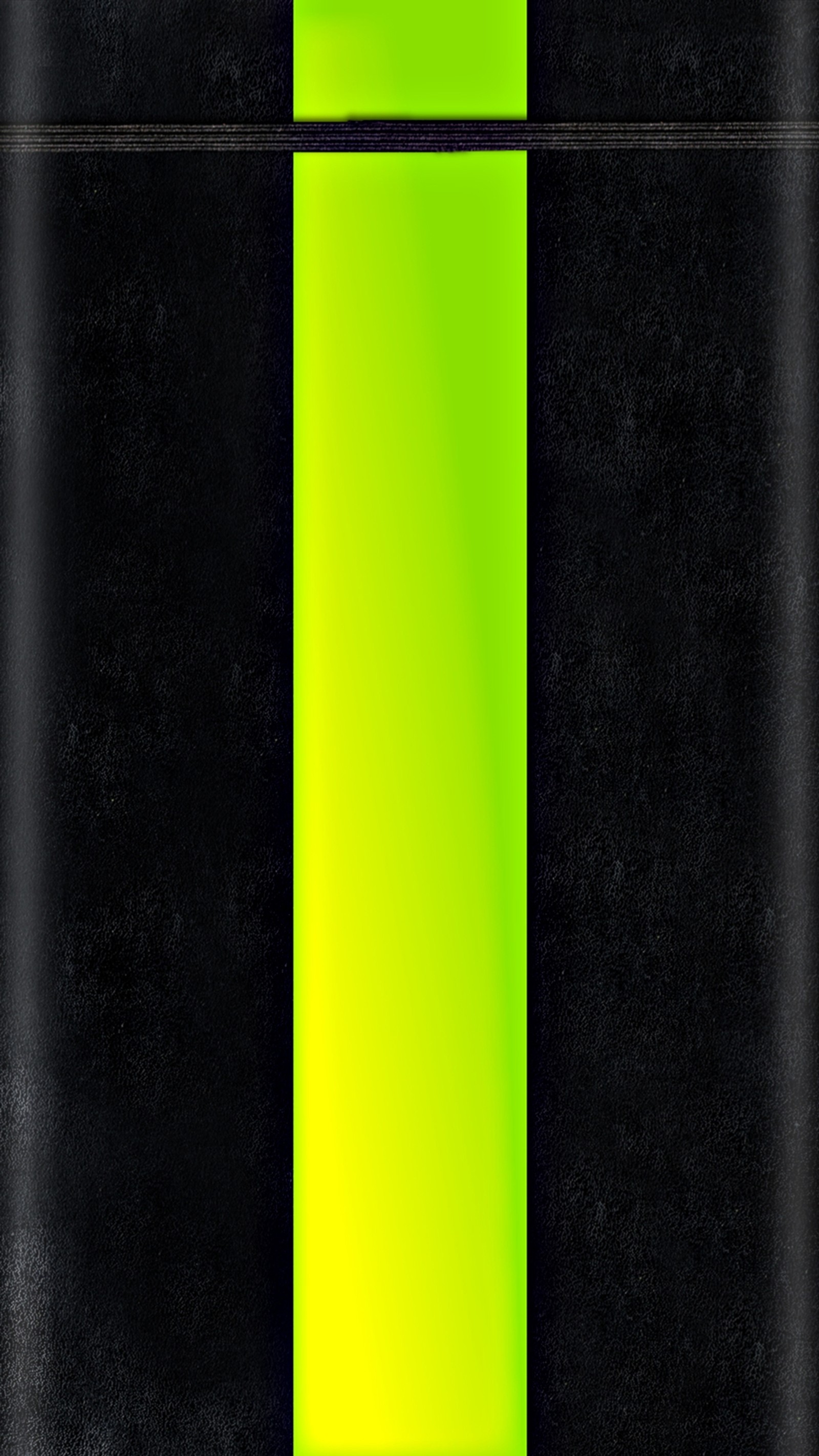 There is a black and green phone case with a yellow stripe (abstract, black, edge style, green, s7)