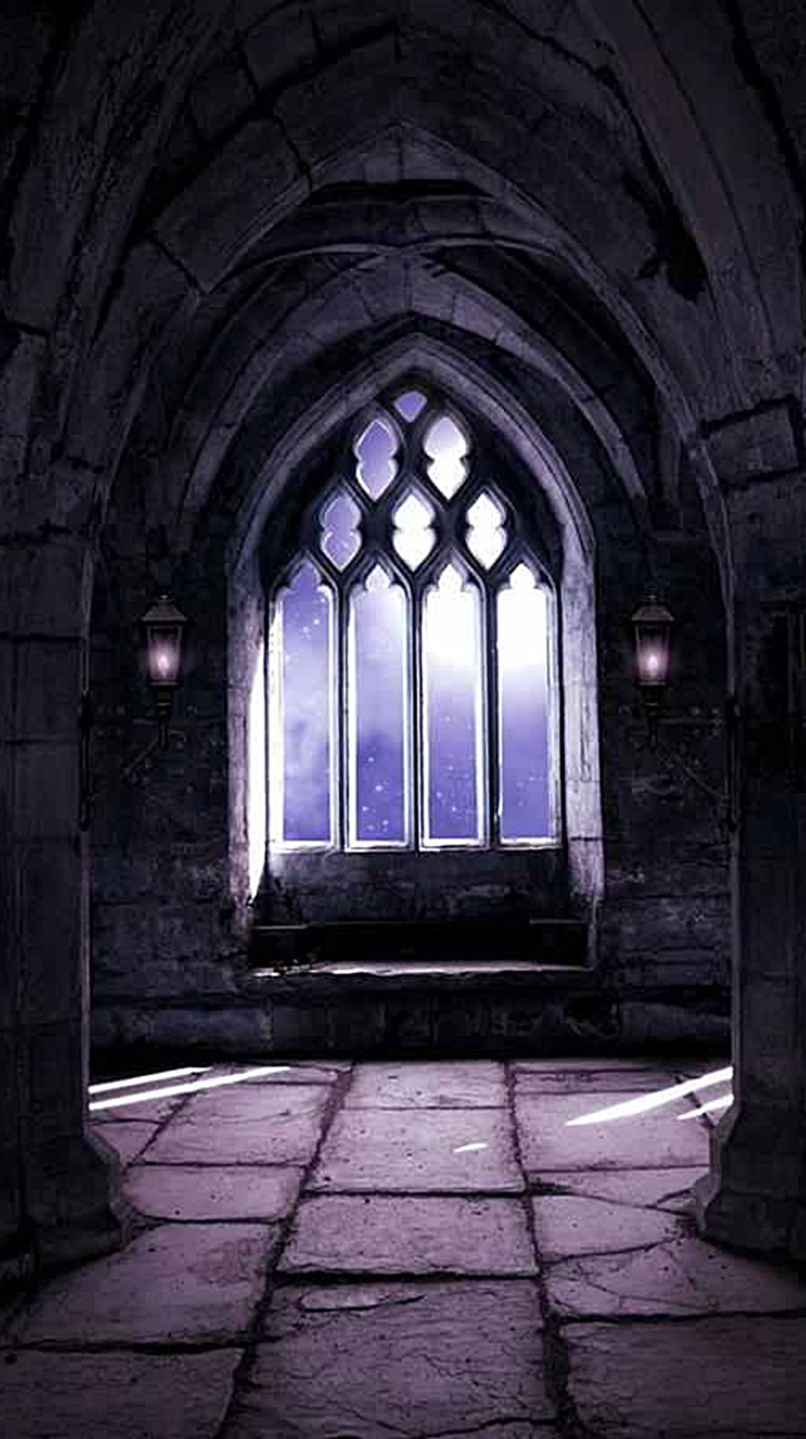 Arafed view of a gothic looking window in a stone building (dark, goth, gothic, window)