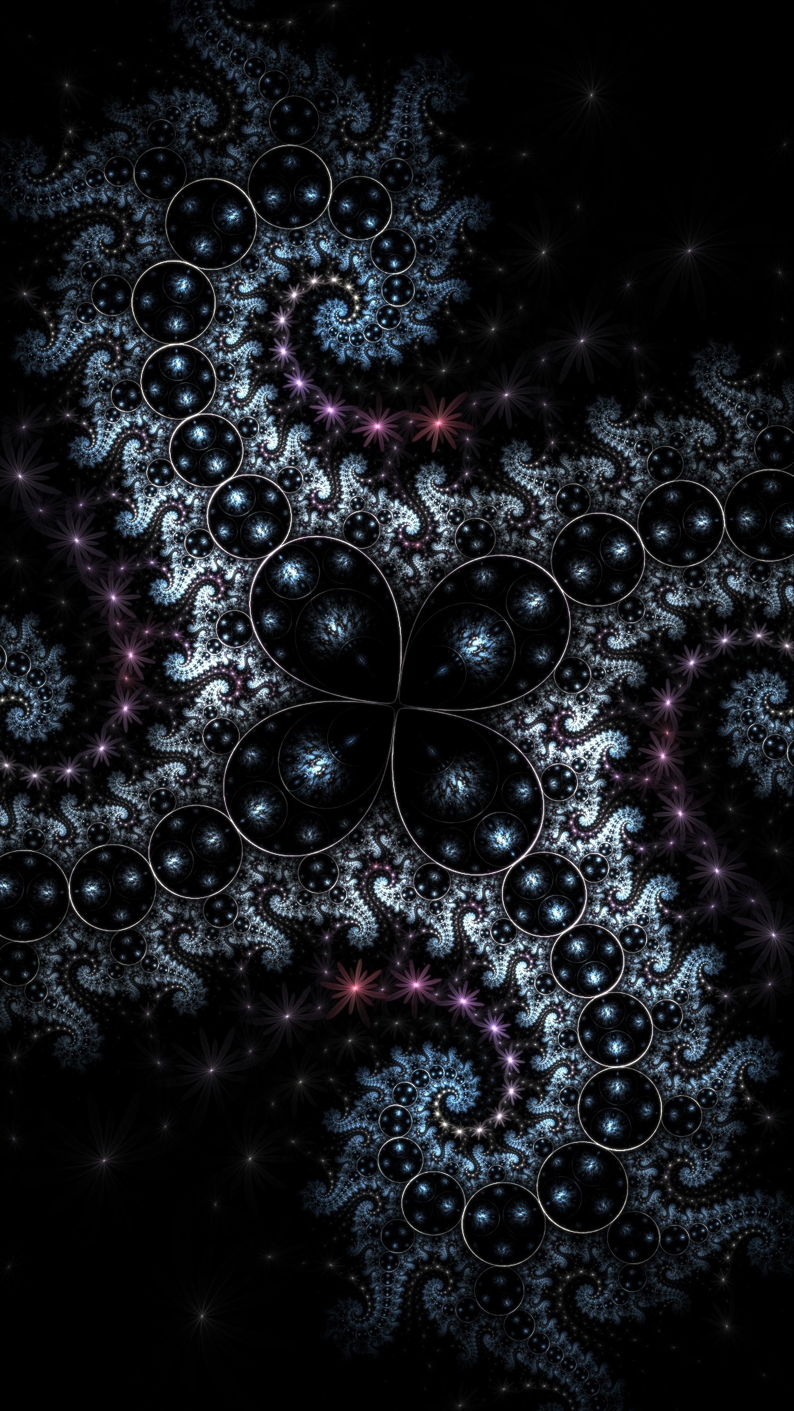 Un primer plano de una imagen generada por computadora de una flor (fractal, arte fractal, púrpura, violeta, agua)