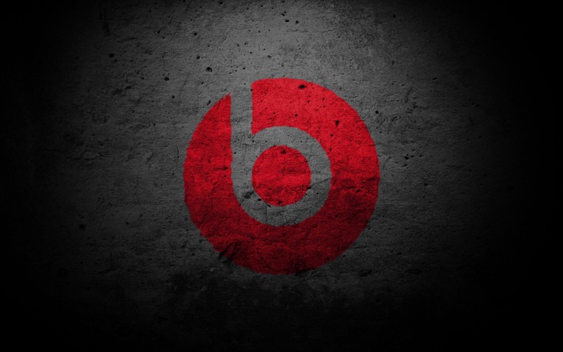 Логотип beats на бетонной стене (биты электроника, beats electronics, красный, логотип, круг)