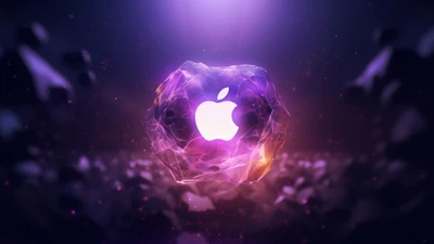 Digital Art of Apple Logo in a Cosmic Background