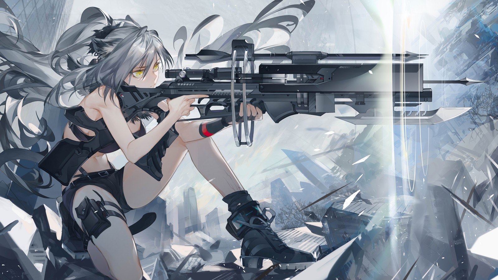 sniper, schwarz, arknights, anime girls, video game wallpaper