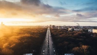 paysage urbain, zone urbaine, ville, gratte ciel, horizon