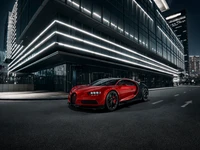 Atemberaubender Bugatti Chiron Sport in urbaner Nachtlandschaft