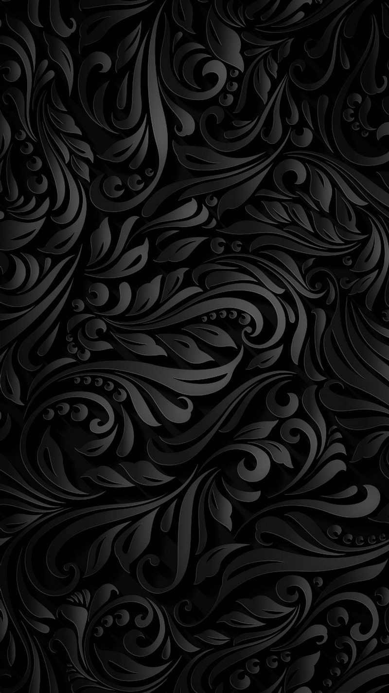 Un fondo negro y blanco con diseños en espiral (negro, oscuro, flores)