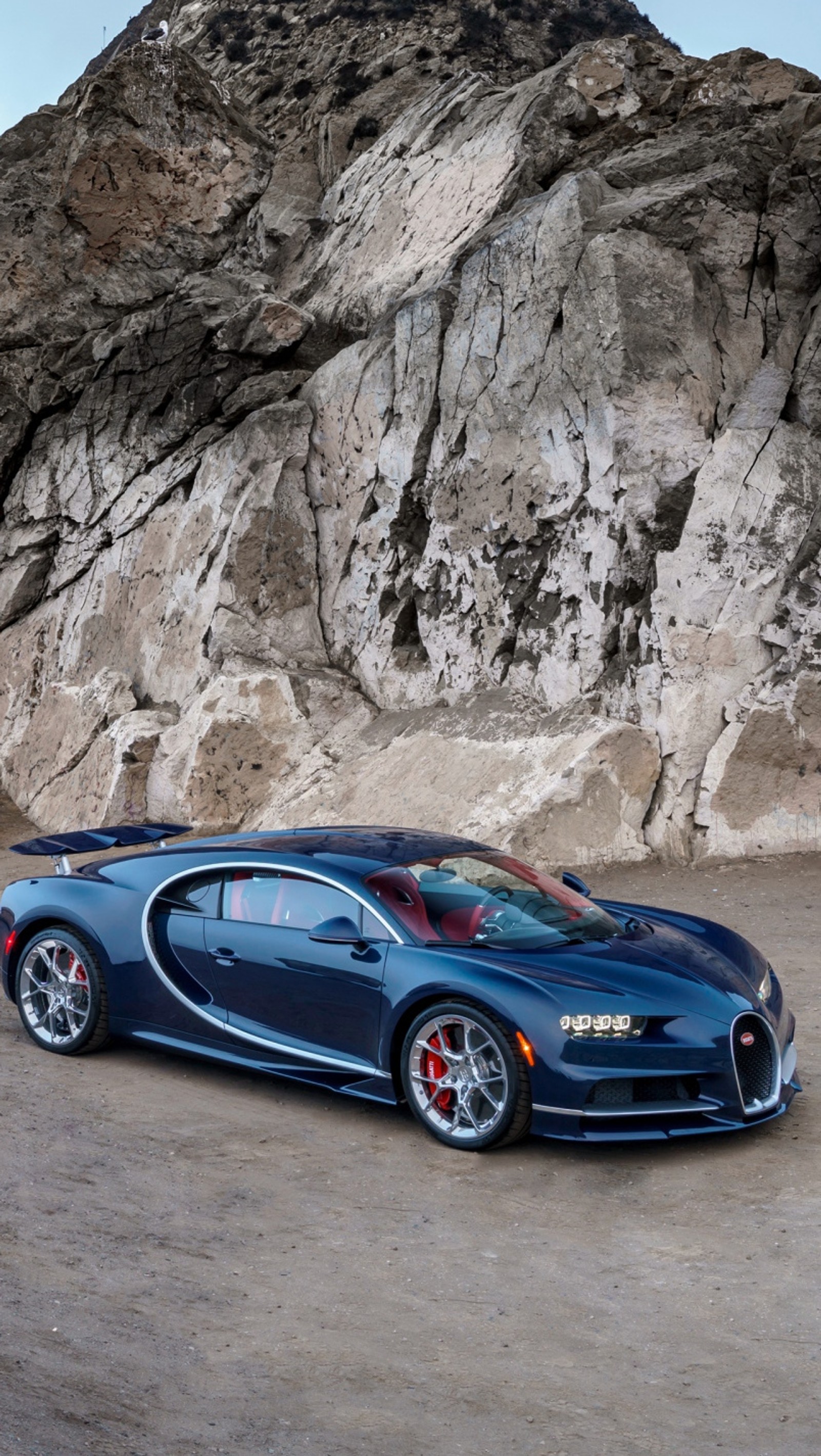 Скачать обои синий, bugatti chiron, машина, суперкар