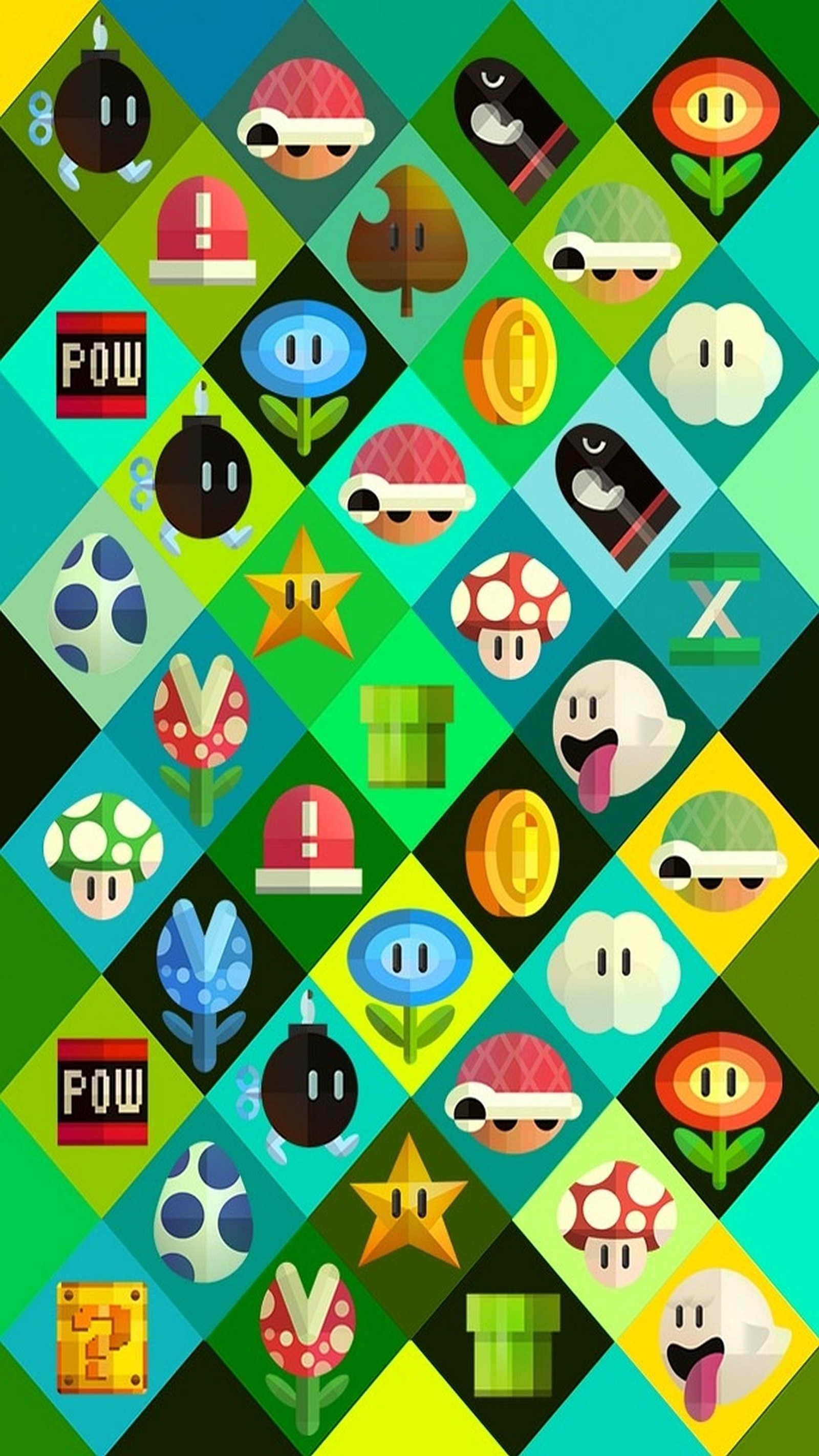 A poster with a bunch of different items on it (mario, universe)