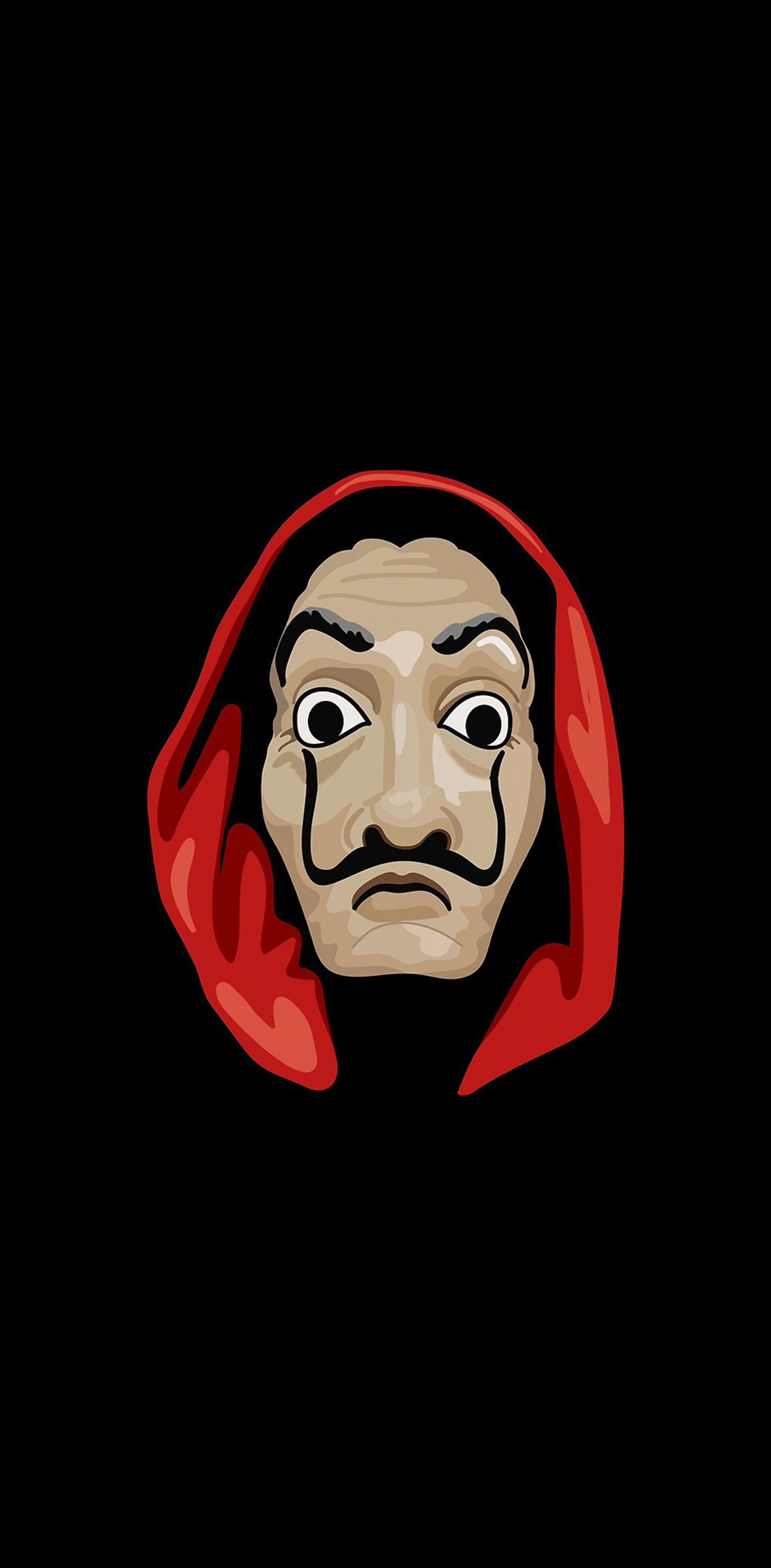 Nahaufnahme eines cartoon-charakters mit kapuze (haus des geldes, money heist, money heist mask, netflix)