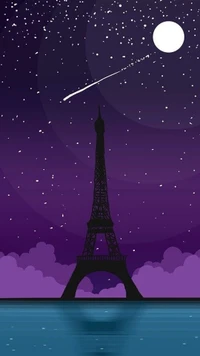 Starry Night Over the Eiffel Tower in Paris