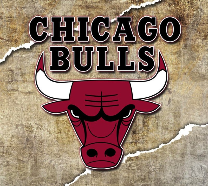 Логотип chicago bulls на грязном фоне с порванной бумагой (fgb, gfvz)