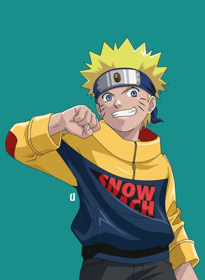 Naruto avec une balle bleue et un thème de dragon