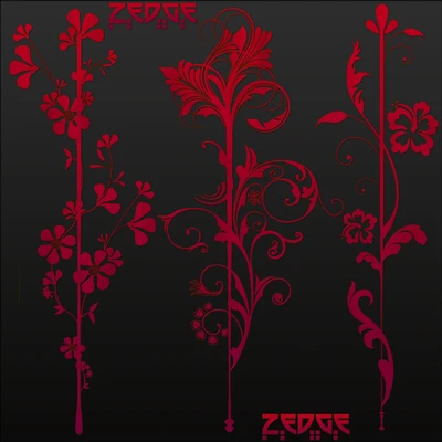 Design floral abstrait en rouge et rose sur fond noir