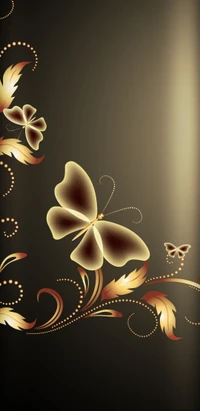 Elegant Golden Butterflies on a Dark Background