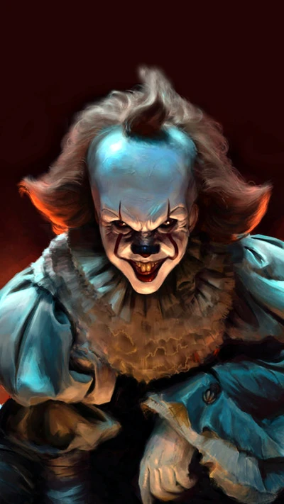 Personnage de clown sinistre dans un cadre sombre