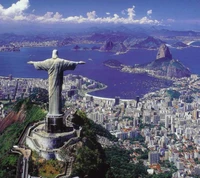 Panoramic View of Christ the Redeemer Overlooking Rio de Janeiro