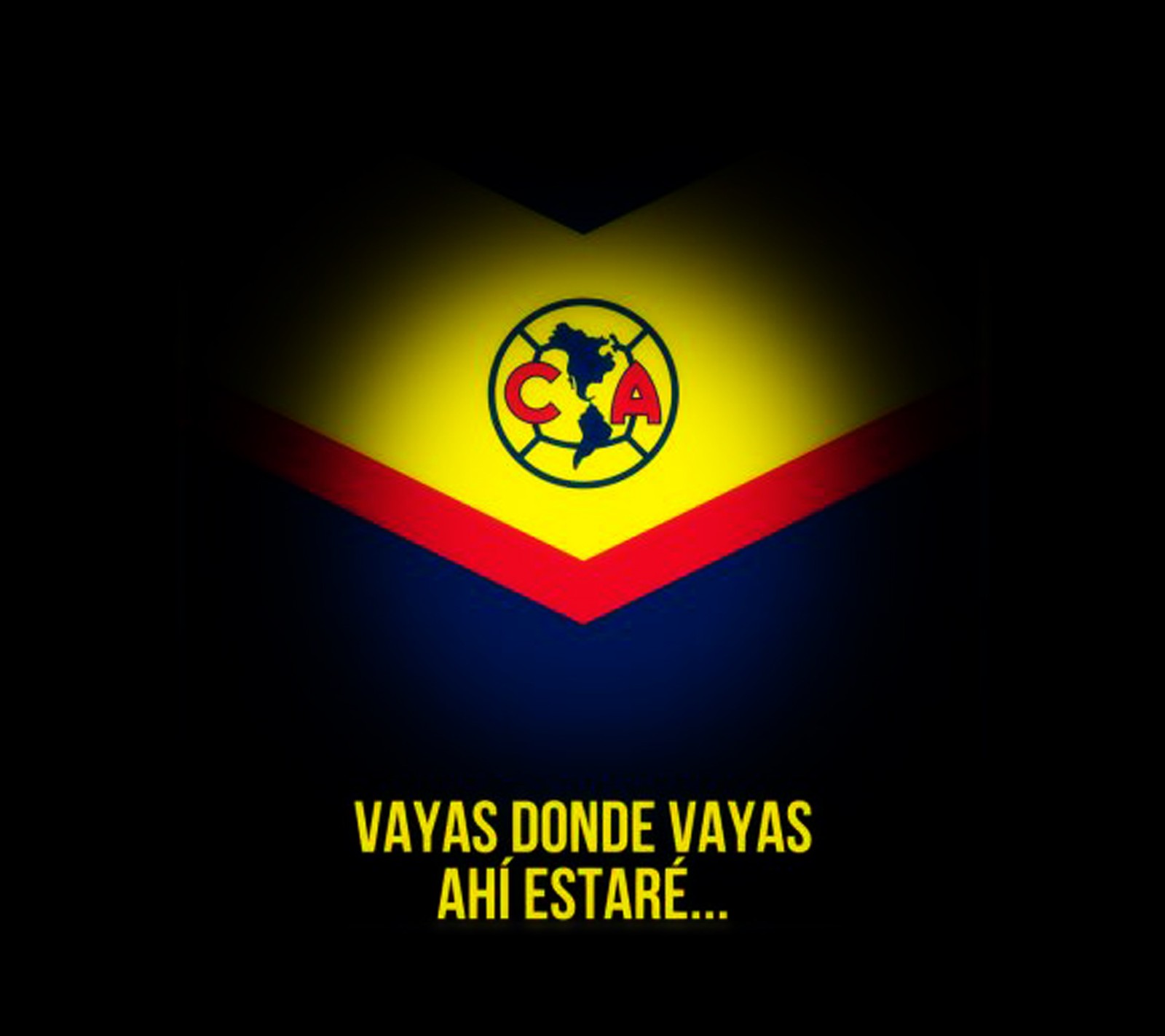 Uma imagem de uma bola de futebol com a frase "vayas donde vaas ah estare" (ca, club américa, futebol, futbol)