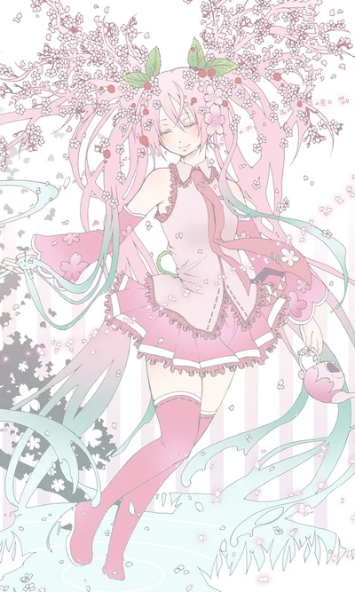 Fleur de cerisier : Hatsune Miku dans un rêve floral