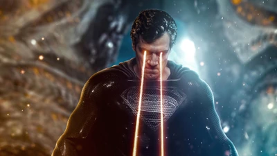 супермен, superman, черный костюм, тепловое зрение, лига справедливости