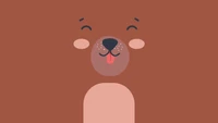 Oso Kawaii Sonriente sobre Fondo Marrón