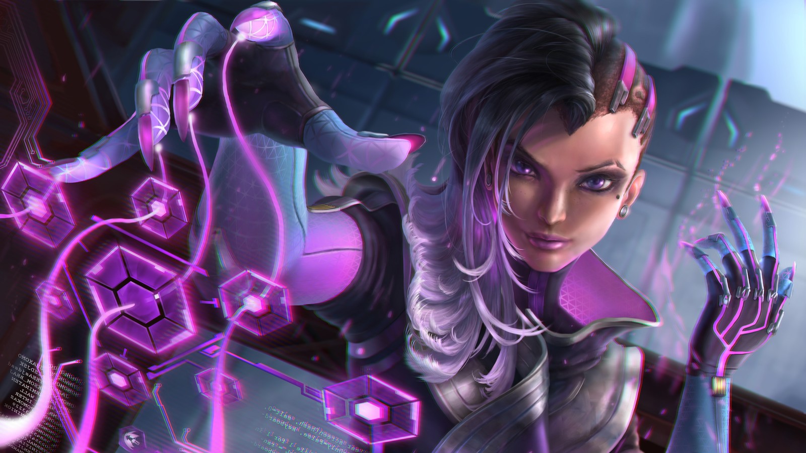 Lade sombra, overwatch, videospiel Hintergrund herunter