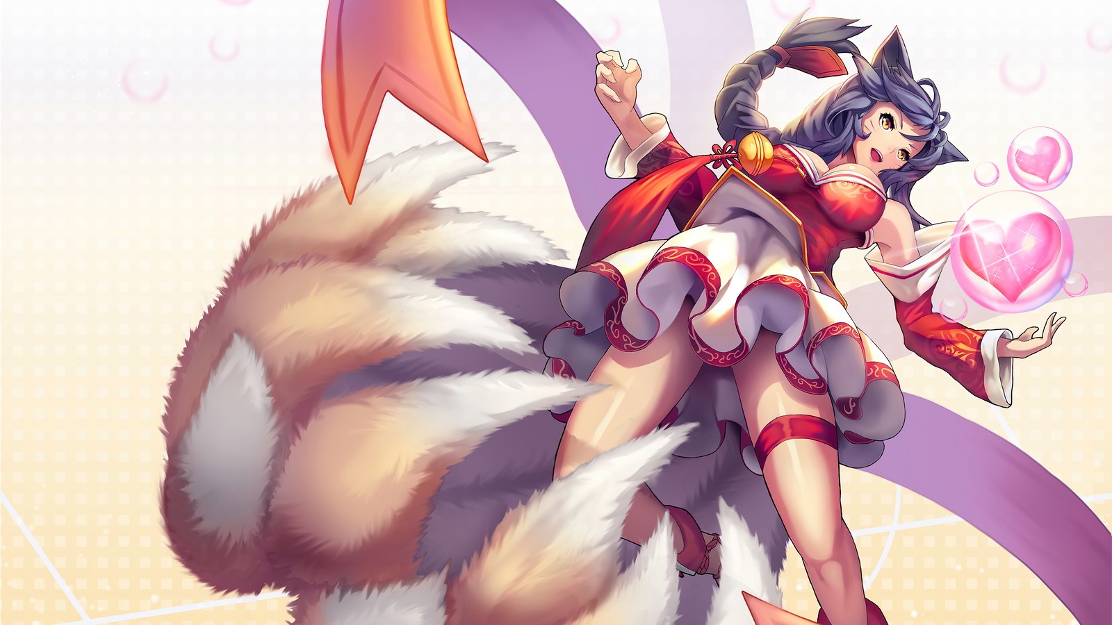 Baixar papel de parede ahri, league of legends, jogo de vídeo, arte