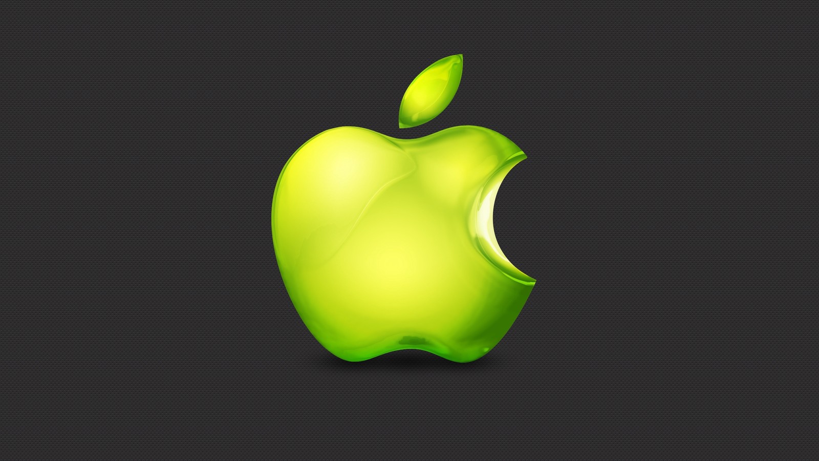 An apple logo with a green apple on a black background (green, fruit, logo, graphics, apple)