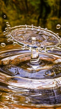 Éclaboussure d'eau captivante dans une formation en verre circulaire